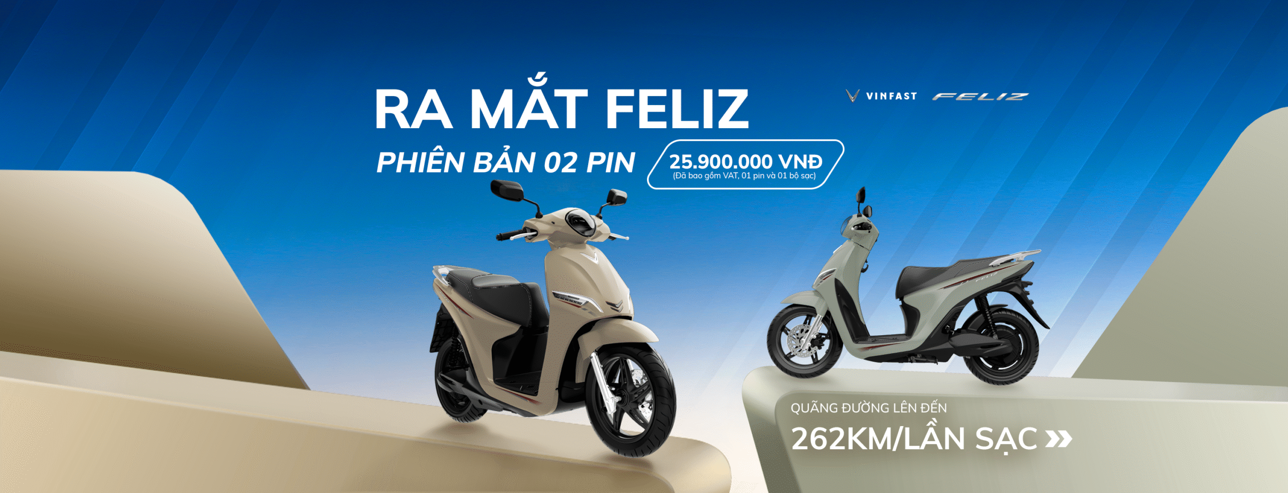 Xe máy điện Vinfast Triiệu Đô giới thiệu sản phẩm hoàn toàn mới xe máy điện Vinfast Feliz 2025 phiên bản 2 pin